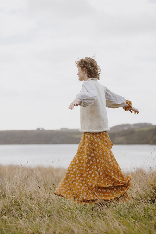 Maxi Wrap Skirt - Sunflower Dabu