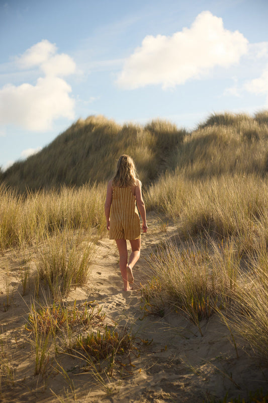 Mara Playsuit - Striped Ochre