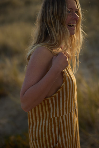 Mara Playsuit - Striped Ochre