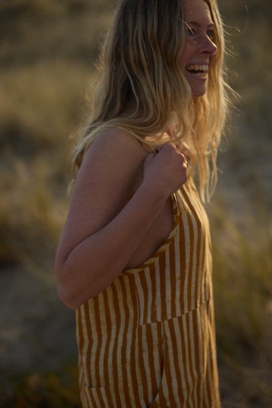 Mara Playsuit - Striped Ochre