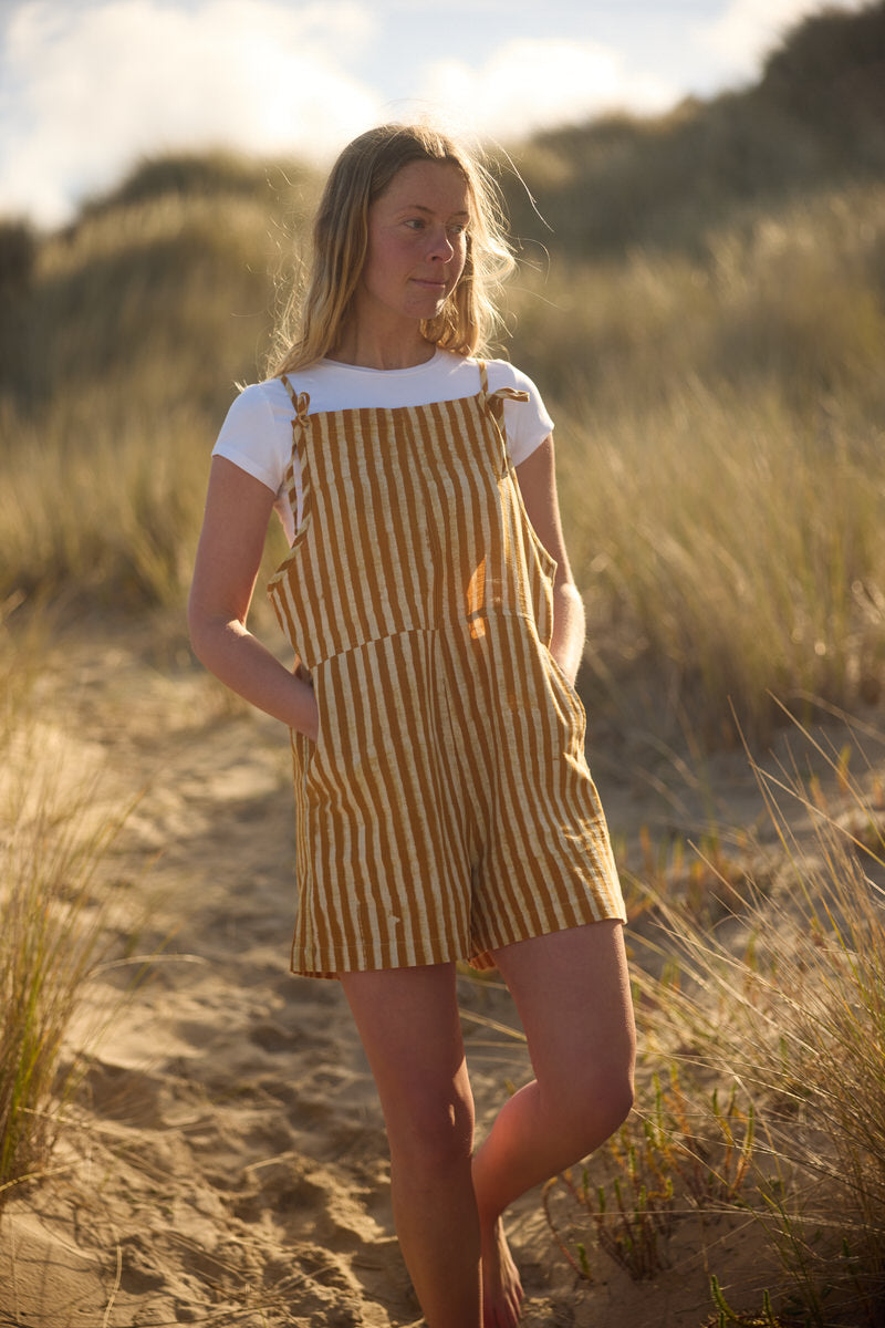 Mara Playsuit - Striped Ochre
