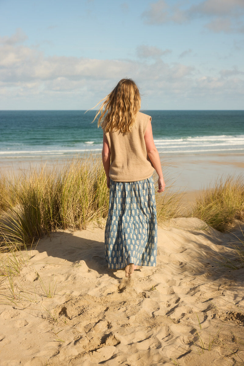 Maxi Tiered Skirt - Blue Paisley