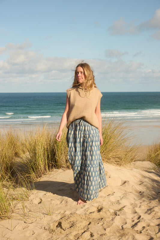 Maxi Tiered Skirt - Blue Paisley