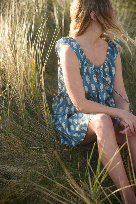Elowen Mini Dress - Blue Paisley