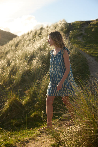 Elowen Mini Dress - Blue Paisley