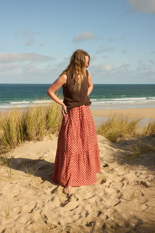 Maxi Tiered Skirt - Wild Cherry
