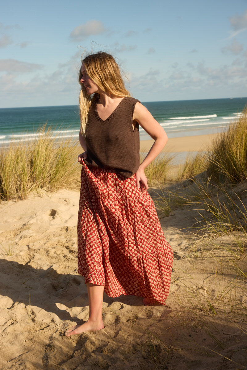 Maxi Tiered Skirt - Wild Cherry