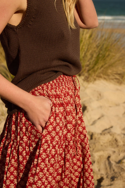 Maxi Tiered Skirt - Wild Cherry