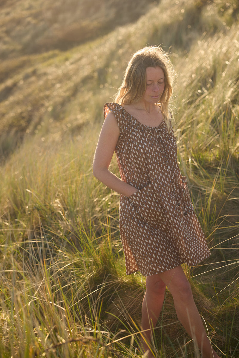 Elowen Mini Dress - Conker Paisley