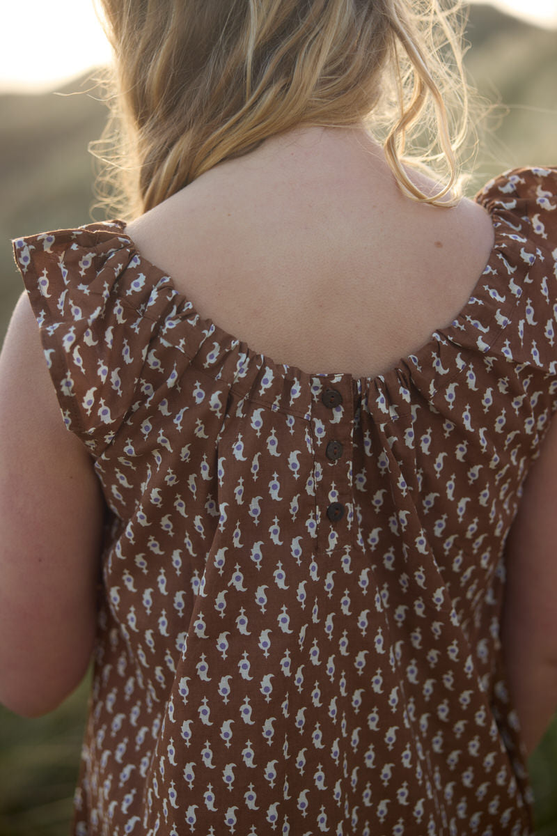 Elowen Mini Dress - Conker Paisley