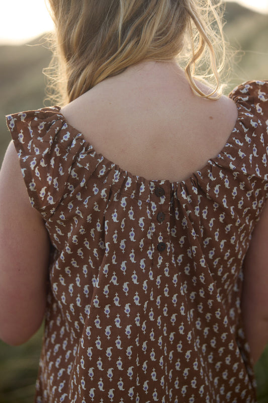 Elowen Mini Dress - Conker Paisley