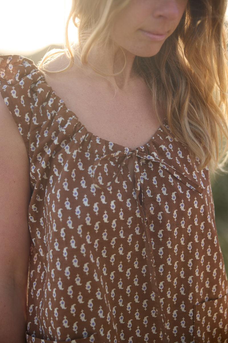 Elowen Mini Dress - Conker Paisley