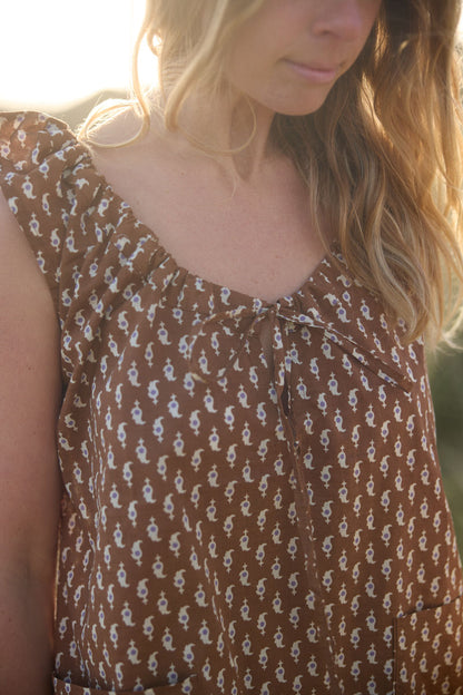 Elowen Mini Dress - Conker Paisley