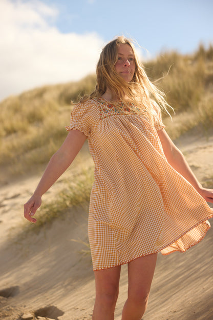 Poet Mini Dress - Marigold Gingham
