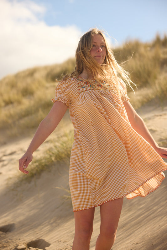 Poet Mini Dress - Marigold Gingham