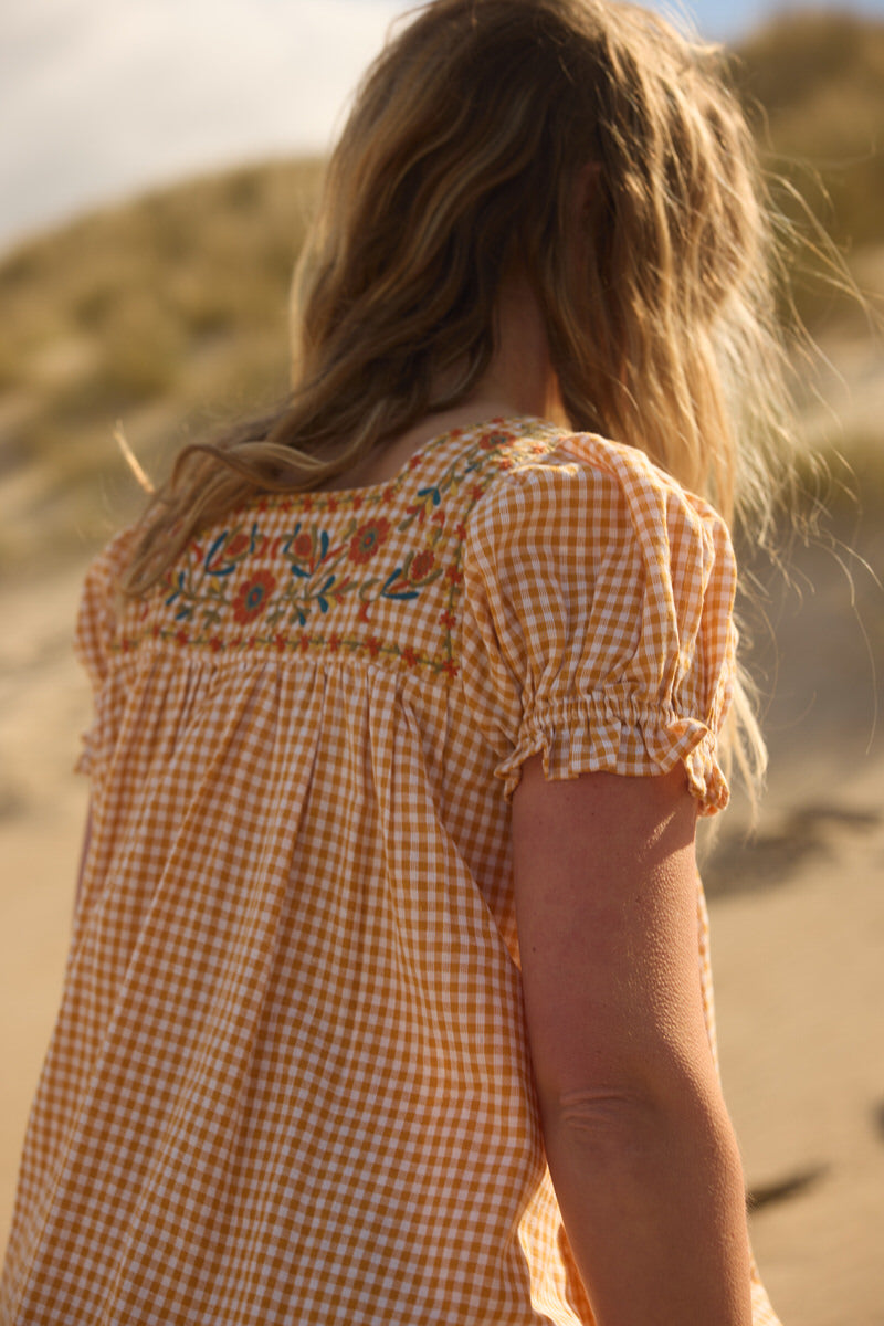 Poet Mini Dress - Marigold Gingham
