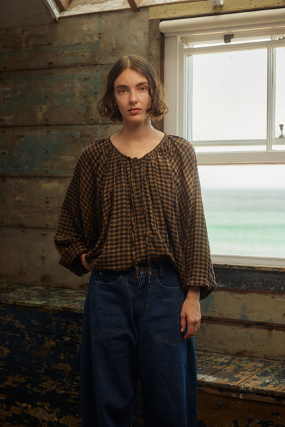 Ottilie Blouse - Chestnut Gingham