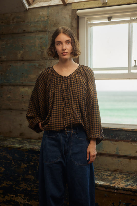 Ottilie Blouse - Chestnut Gingham