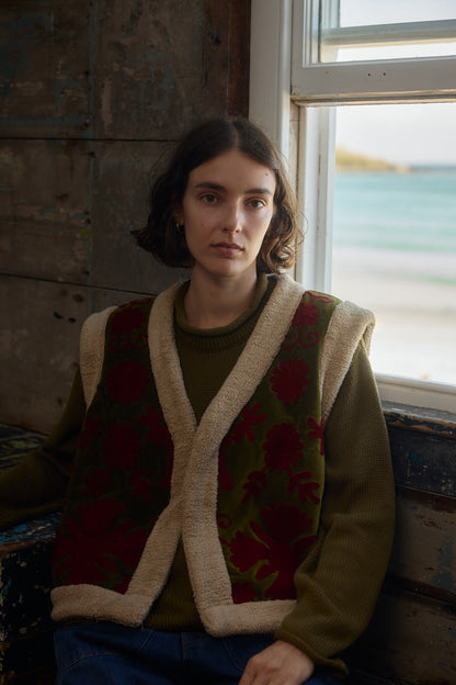 Folk Teddy Waistcoat - Moss Green
