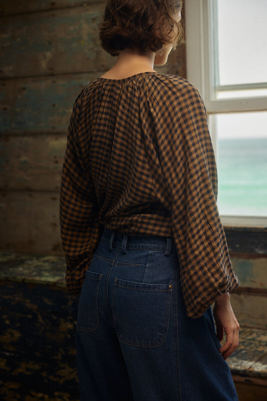 Ottilie Blouse - Chestnut Gingham