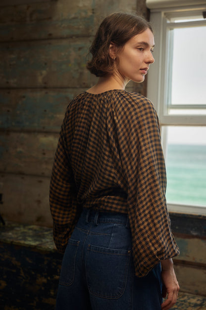 Ottilie Blouse - Chestnut Gingham