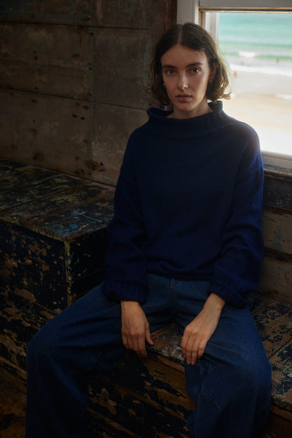 Sculpted Guernsey Jumper - Maritime Blue