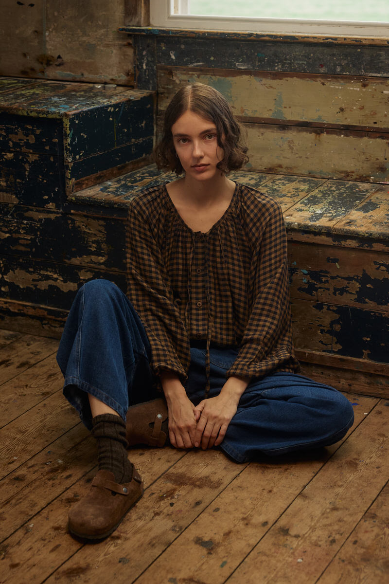 Ottilie Blouse - Chestnut Gingham