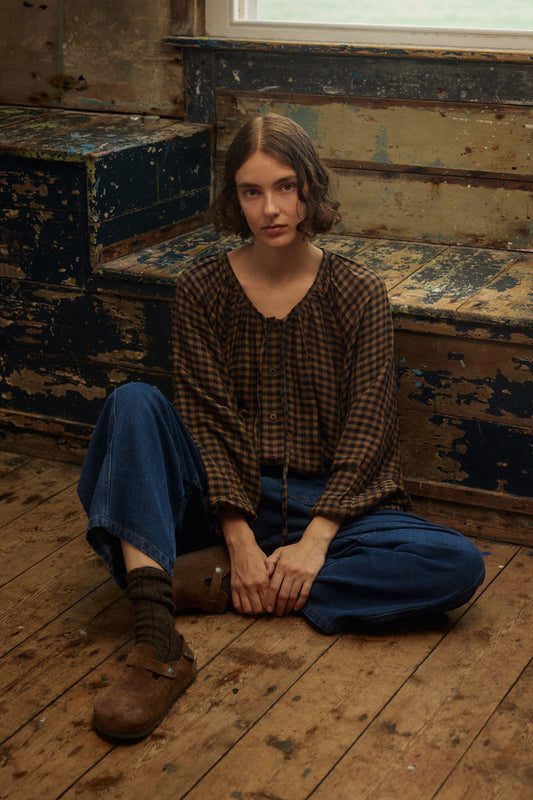 Ottilie Blouse - Chestnut Gingham