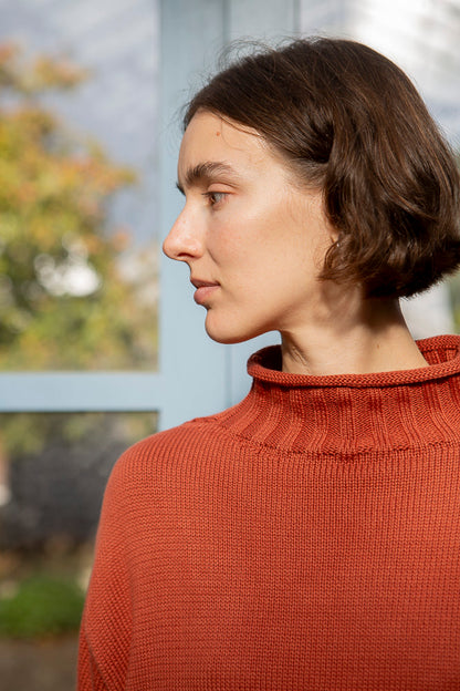 Sculpted Guernsey Jumper - Paprika