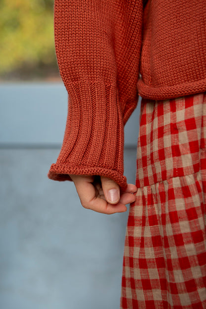 Sculpted Guernsey Jumper - Paprika