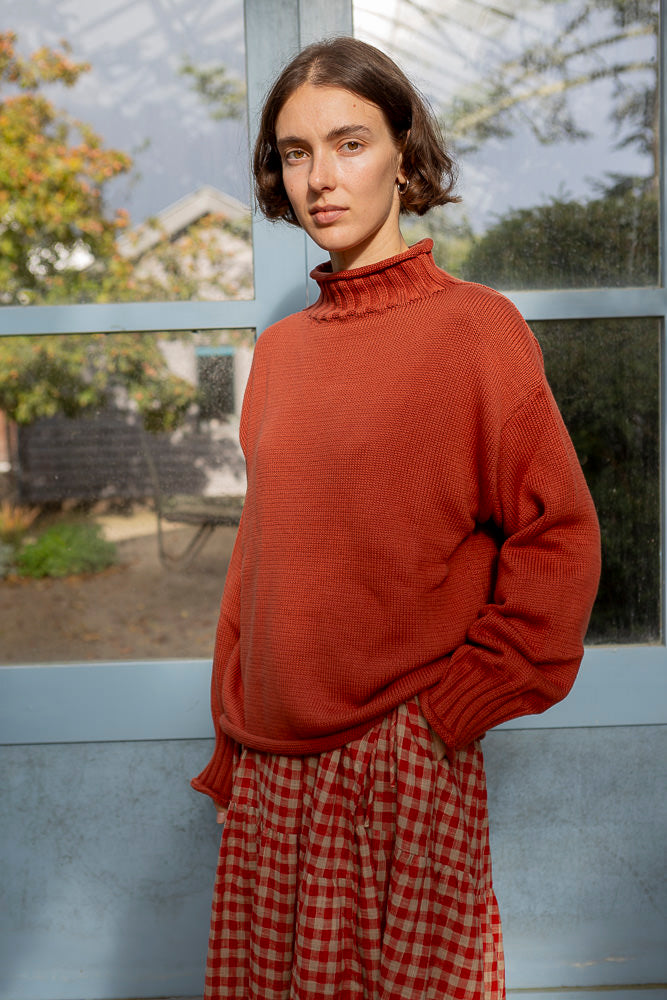 Sculpted Guernsey Jumper - Paprika