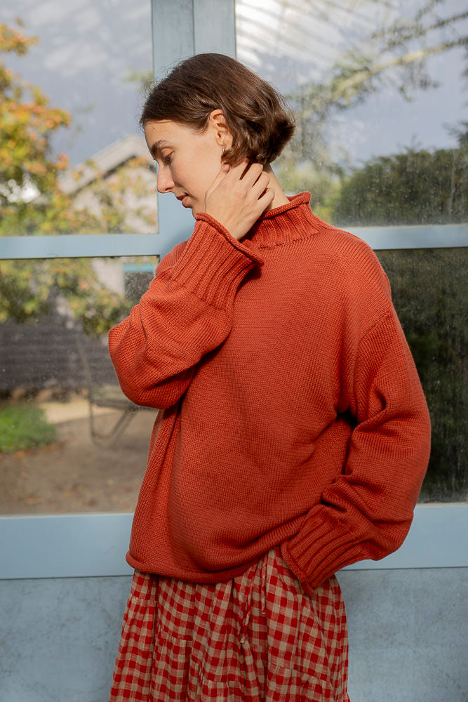 Sculpted Guernsey Jumper - Paprika