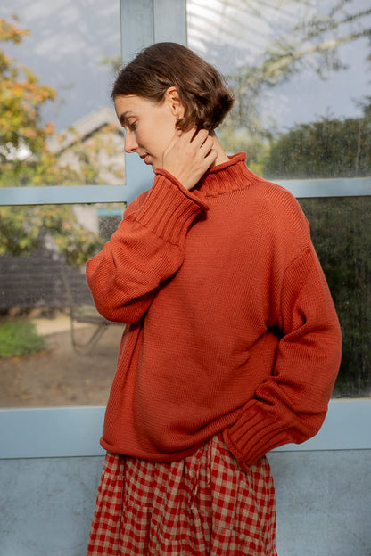 Sculpted Guernsey Jumper - Paprika