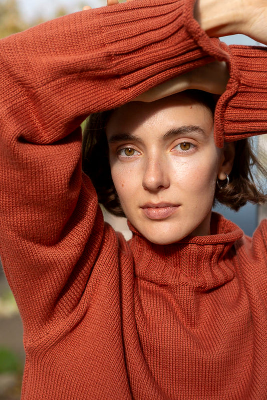 Sculpted Guernsey Jumper - Paprika