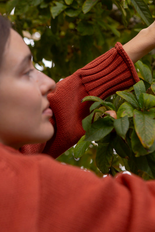 Sculpted Guernsey Jumper - Paprika