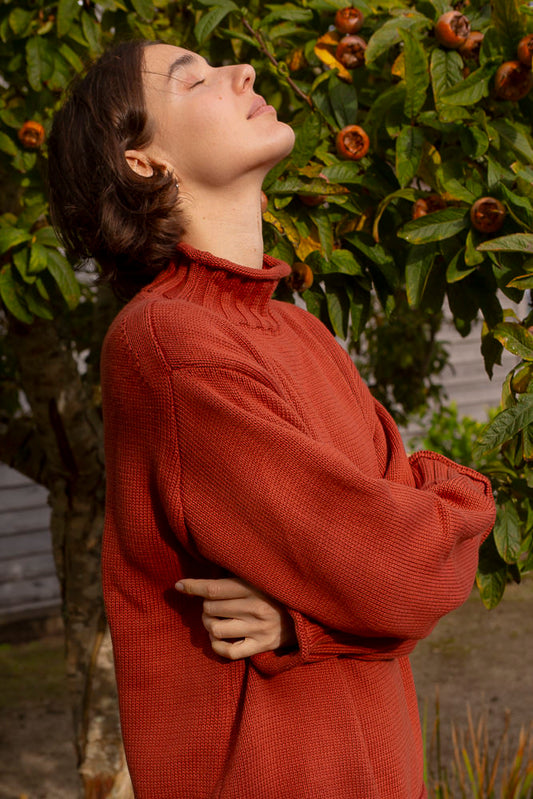 Sculpted Guernsey Jumper - Paprika