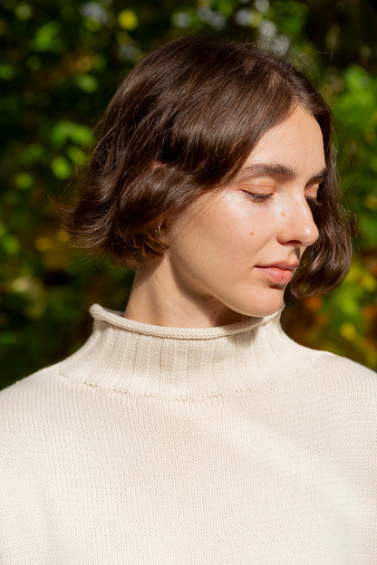 Sculpted Guernsey Jumper - Buttermilk