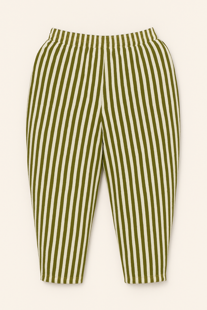 Striped Trousers - Basil Green Stripe