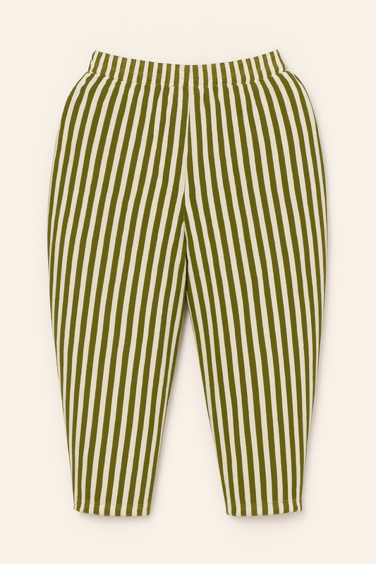 Striped Trousers - Basil Green Stripe
