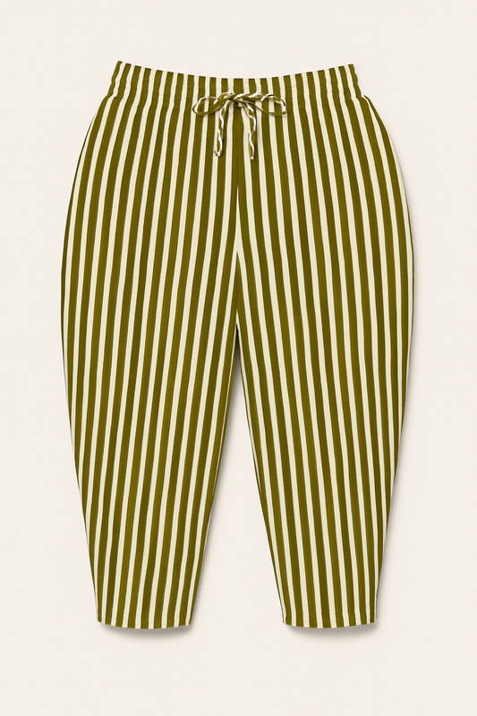 Striped Trousers - Basil Green Stripe