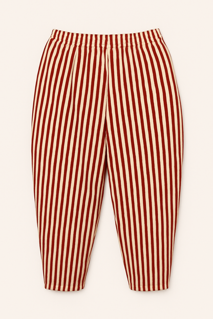 Striped Trousers - Ruby Red Stripe