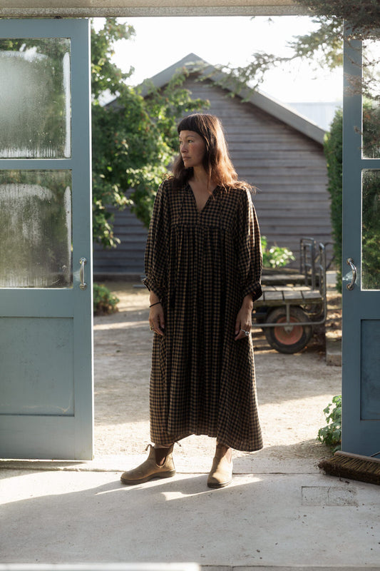 Pre-order: Orla Midi Dress - Chestnut Gingham
