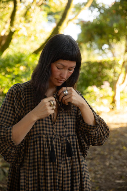Orla Midi Dress - Chestnut Gingham