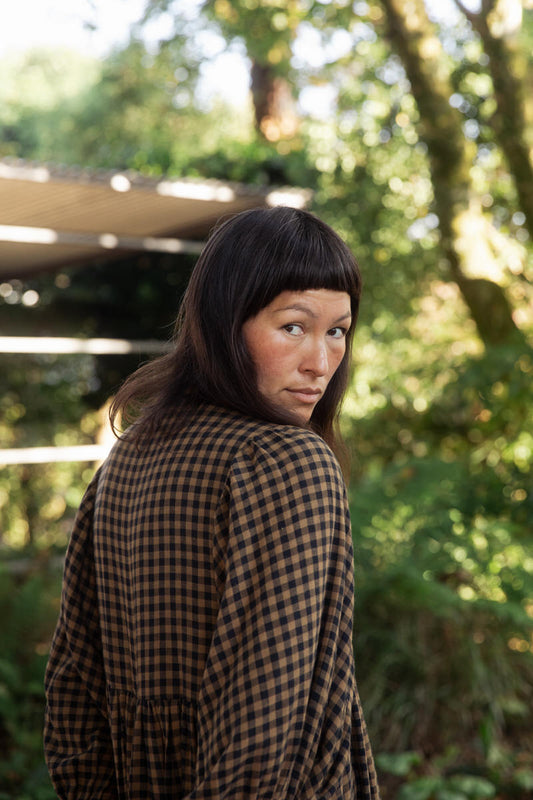 Orla Midi Dress - Chestnut Gingham