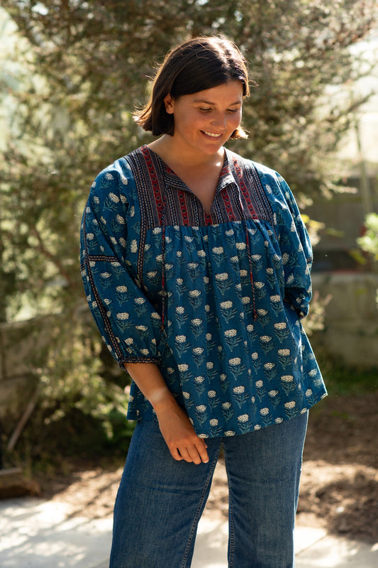 Elm Blouse - Indigo Thistle