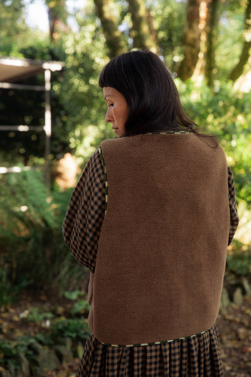 Reversible Gilet - Green Checkers