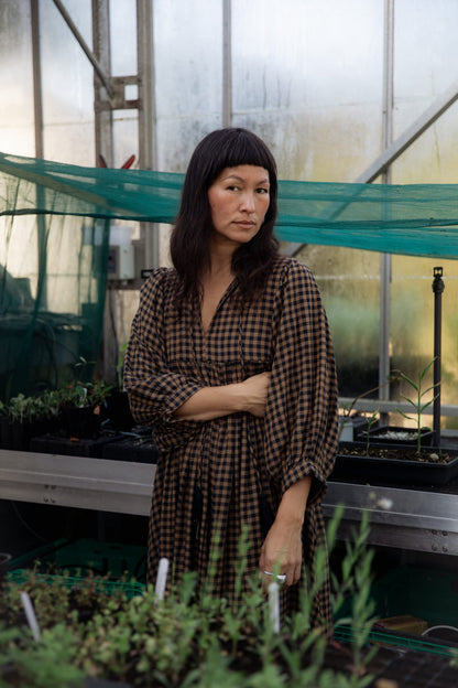 Orla Midi Dress - Chestnut Gingham