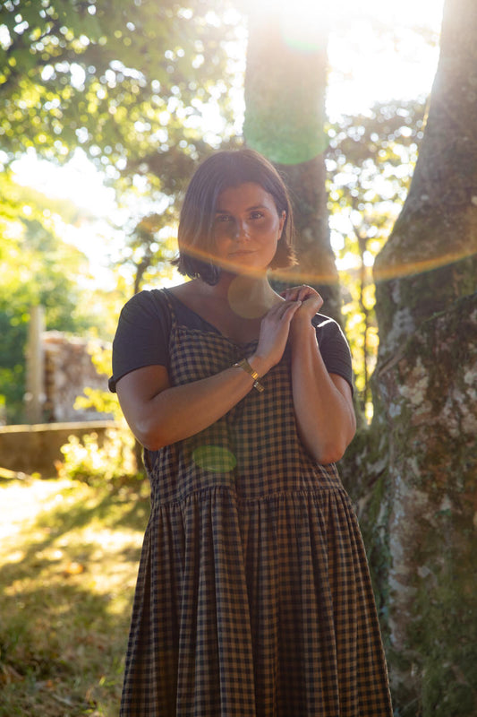 Wren Midi Dress - Chestnut Gingham