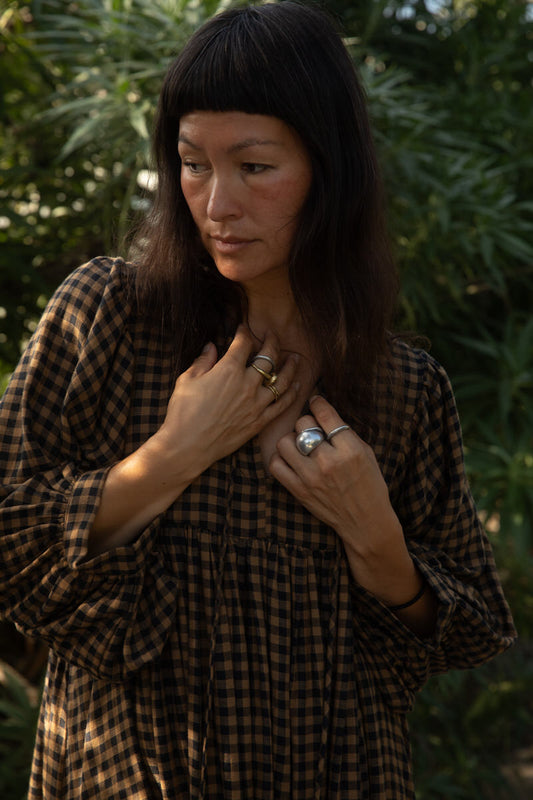 Orla Midi Dress - Chestnut Gingham