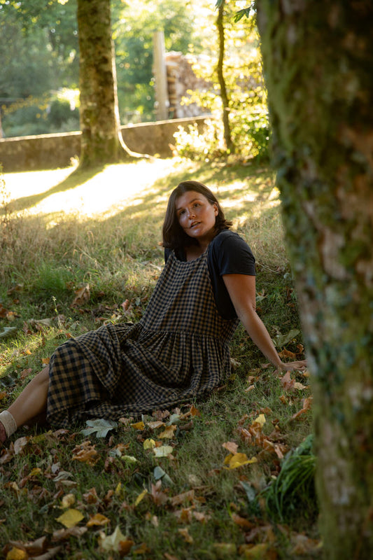 Wren Midi Dress - Chestnut Gingham